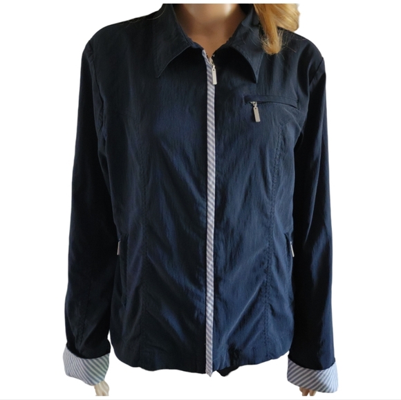 Coeur et emotions navy blue  long sleeves lightweight lined zip jacket, 13 - Picture 3 of 10